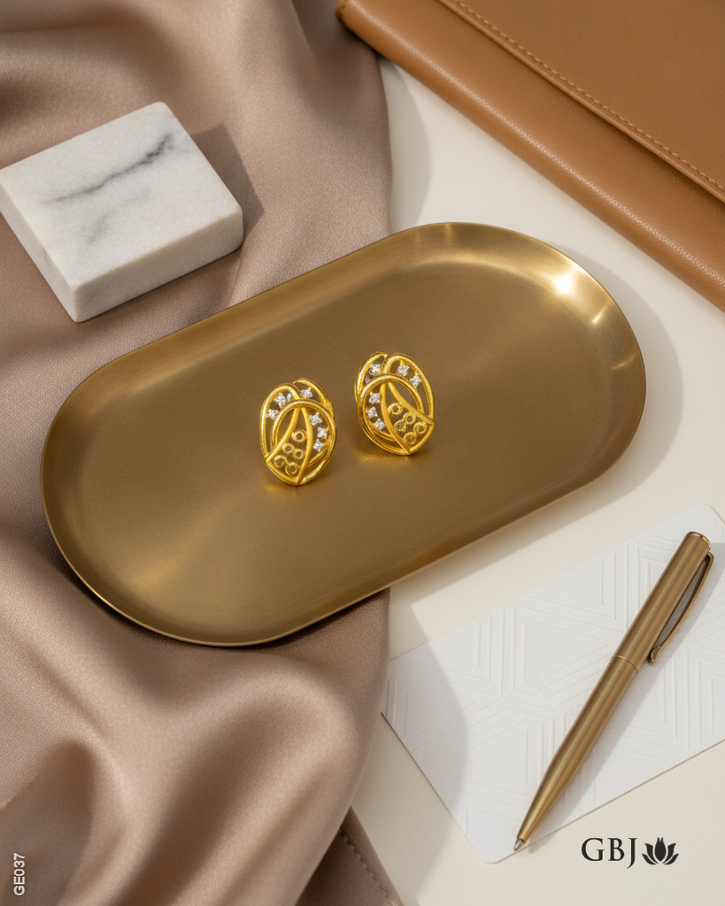 22K Yellow Gold Aria Fluid-Wave Swarovski Tops