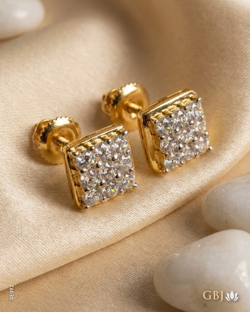 18K Yellow Gold Square Illusion warovski Tops