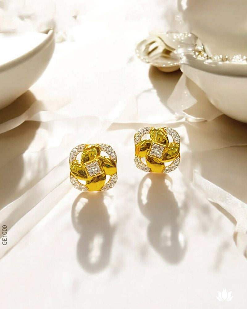 18K Real Gold  Leaf-Like Tops