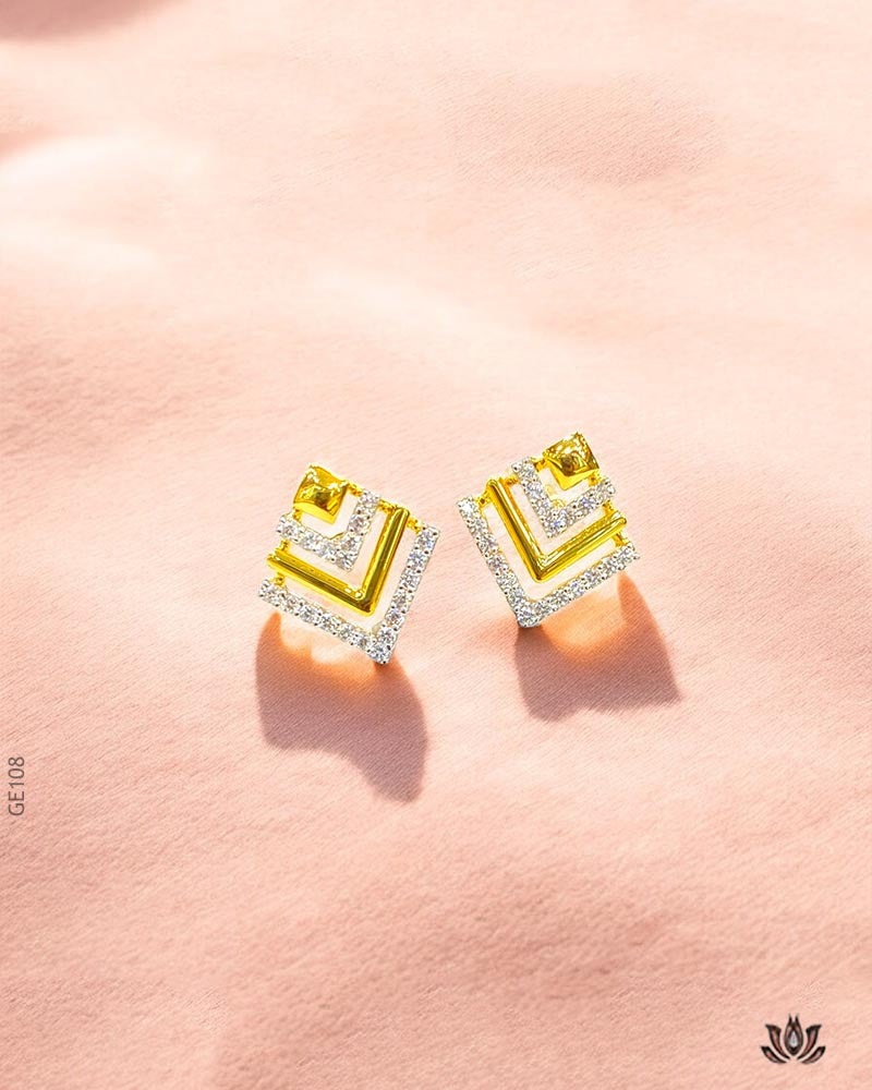 18K Yellow Gold Square Shape Tops