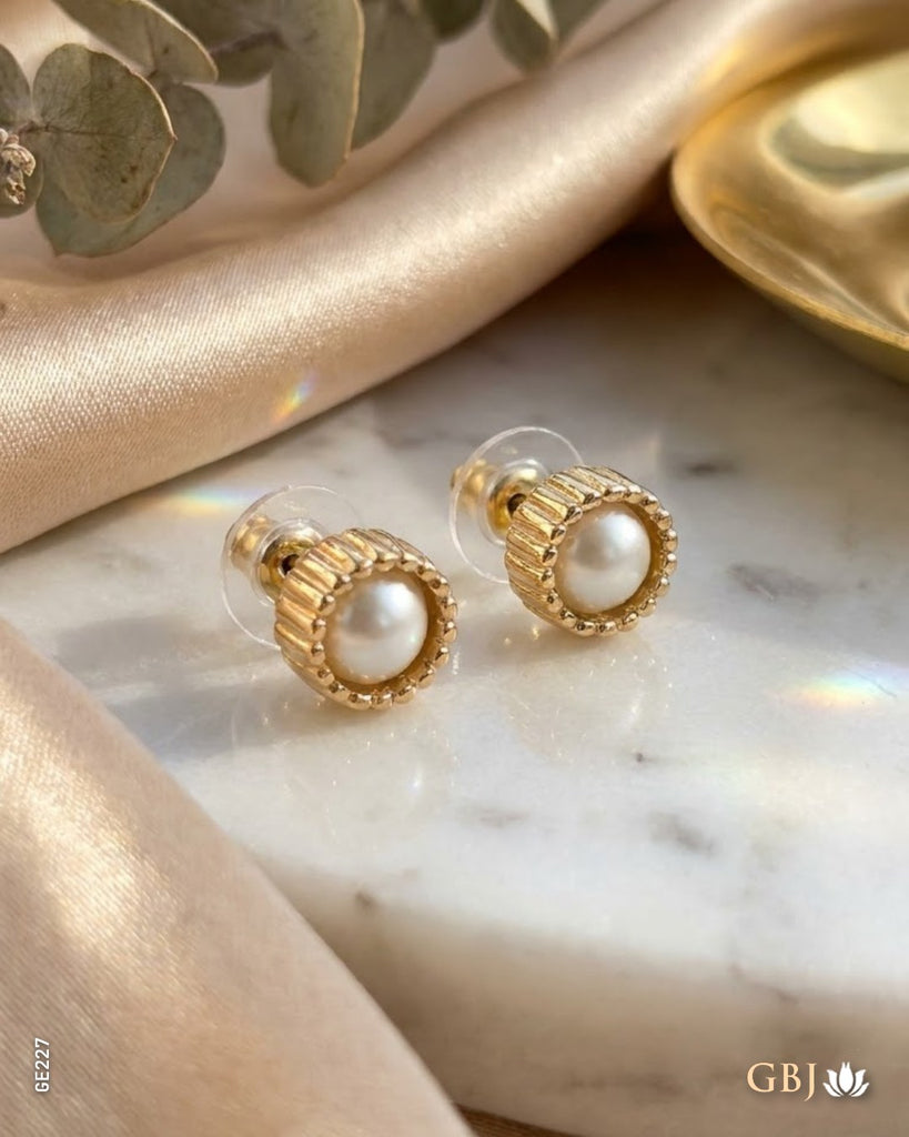 18K Rose Gold Fluted Bezel Pearl Tops