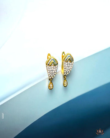 18K Real Yellow Gold Swarovski Delicate Drop Bali