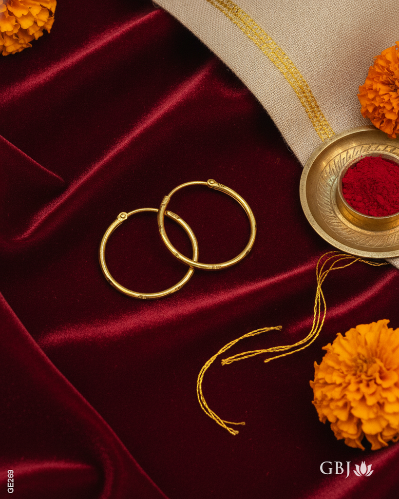 22K Yellow Gold Classic Hoops Bali