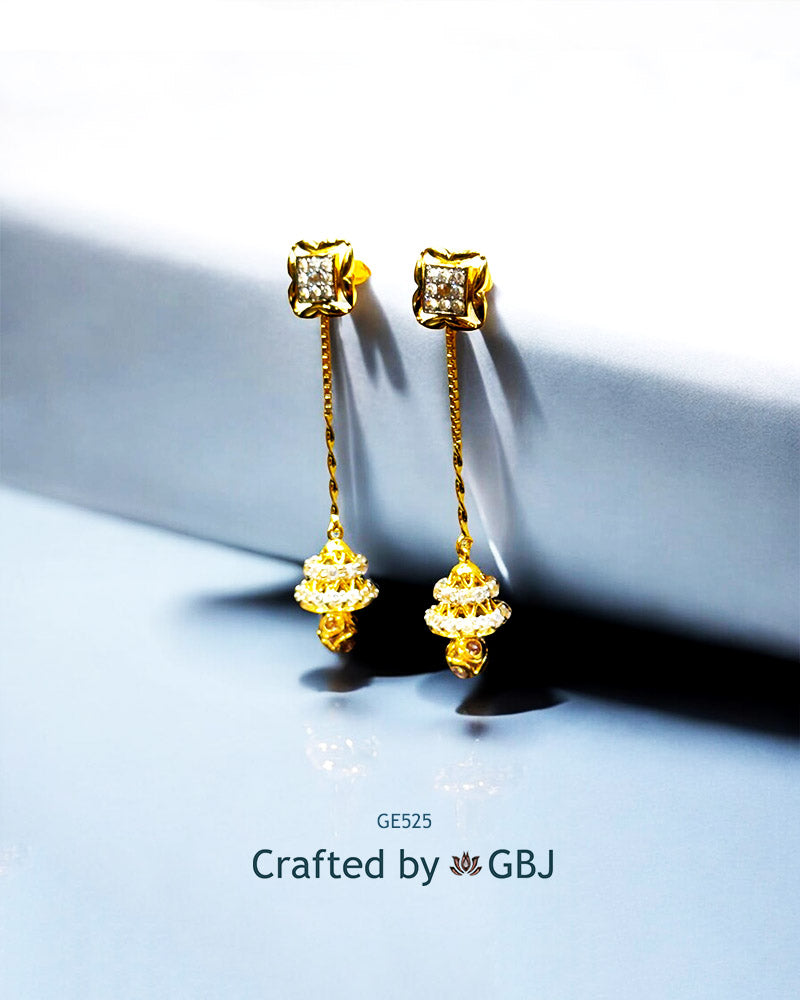 18K Real Gold Swarovski Tops Drop Earrings