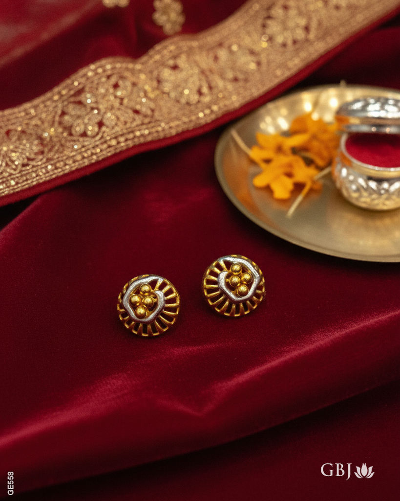 22K Yellow Gold Dual-Tone Circular Tops