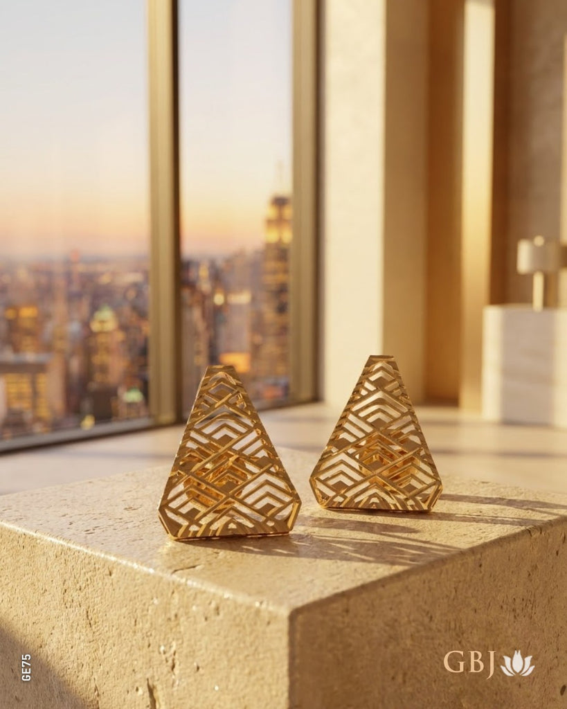 22K Yellow Gold Geometric Triangular Tops