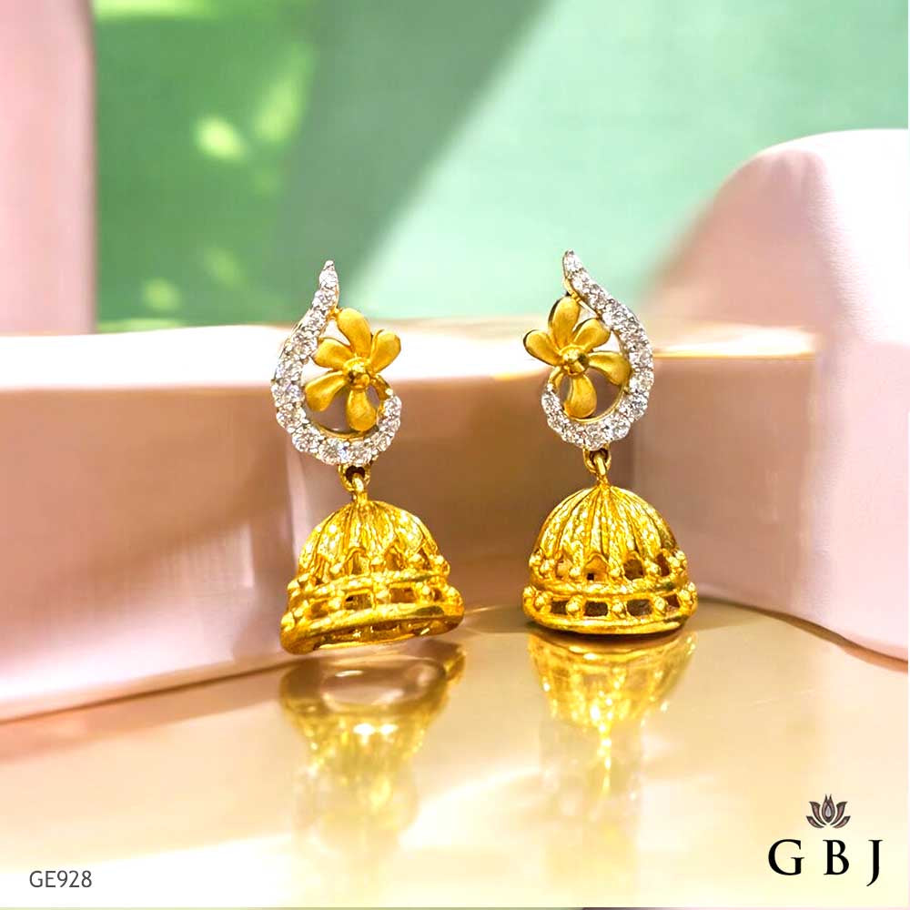 22K Real Gold Swarovski Jhumkas