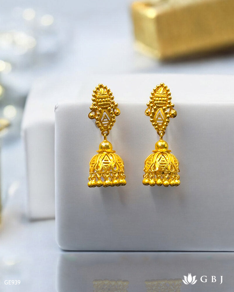 22K Real Gold Traditional Jhumkas