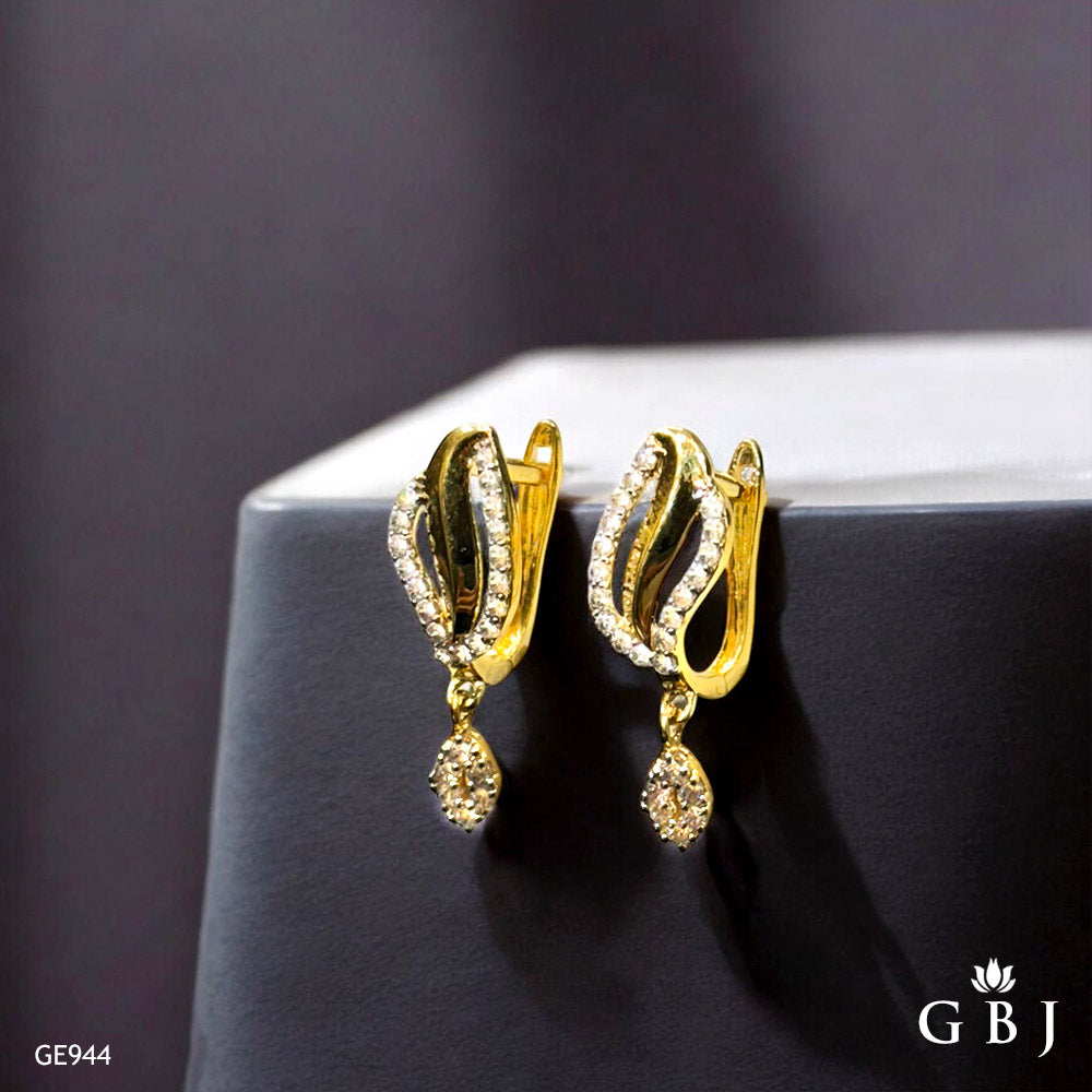 18K Real Gold Swarovski Ordinary Drop Bali