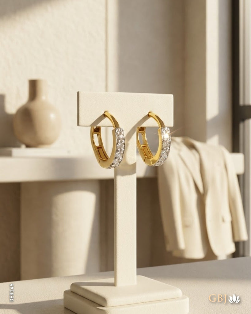 18K Yellow Gold Classic Hoop Swarovski Bali