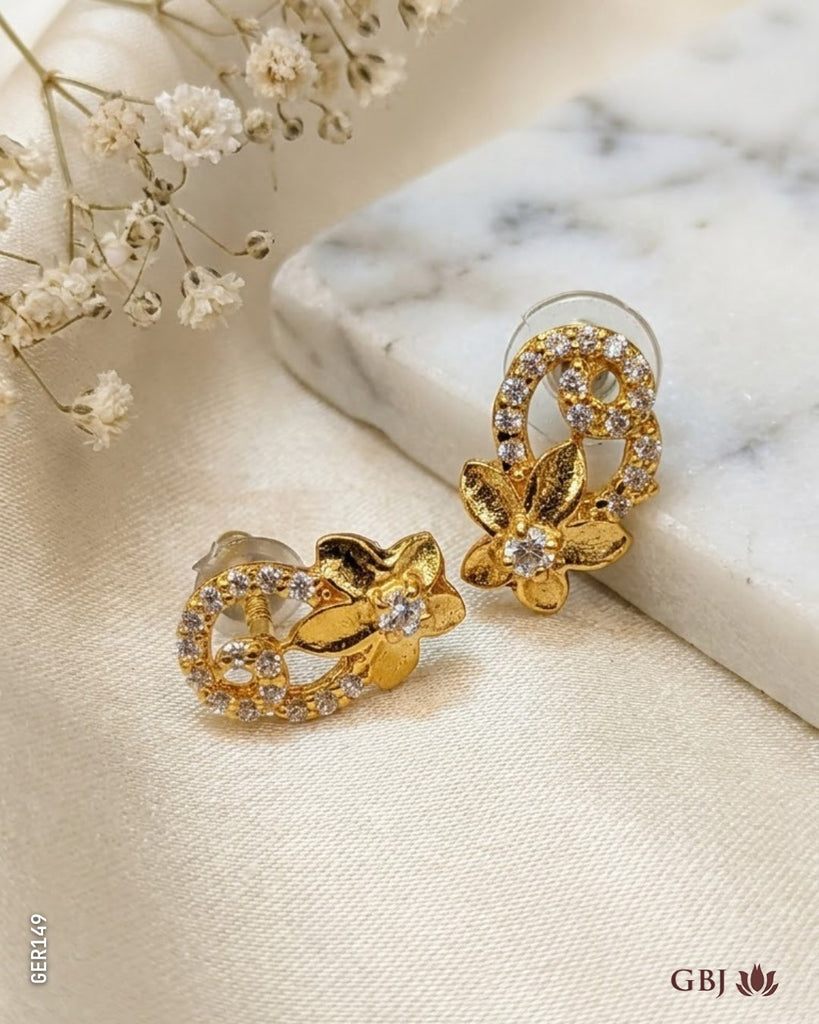 18K Yellow Gold Floral Swarovski Tops