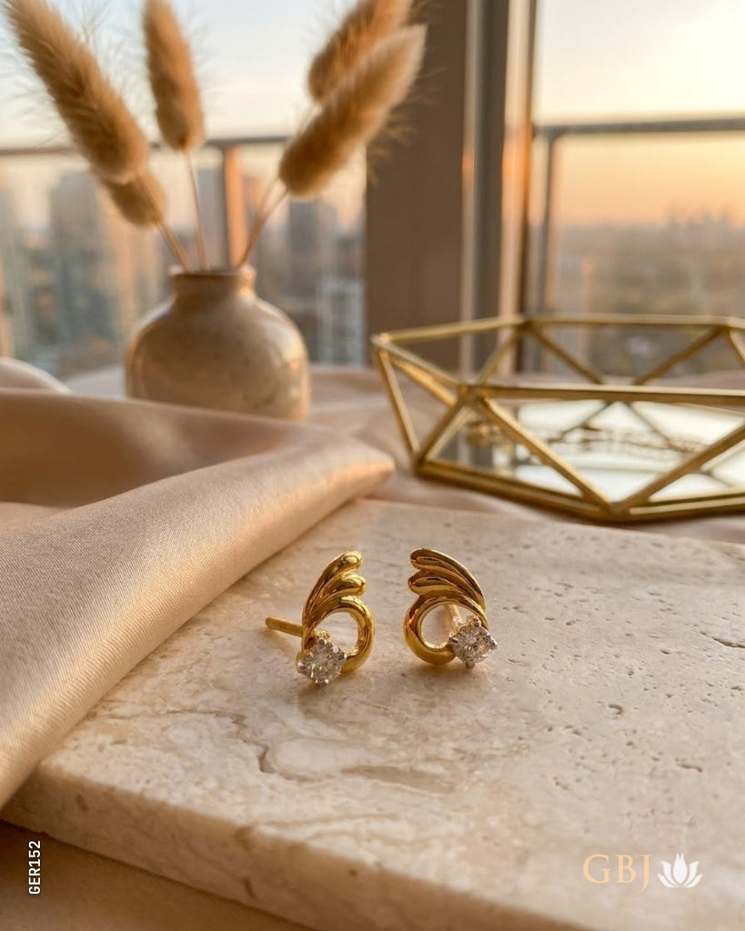 22K Yellow Gold Solitaire Stud Tops