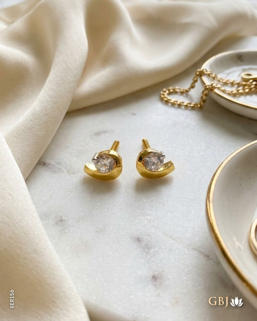 18K Yellow Gold Modern Swirl Swarovski Tops