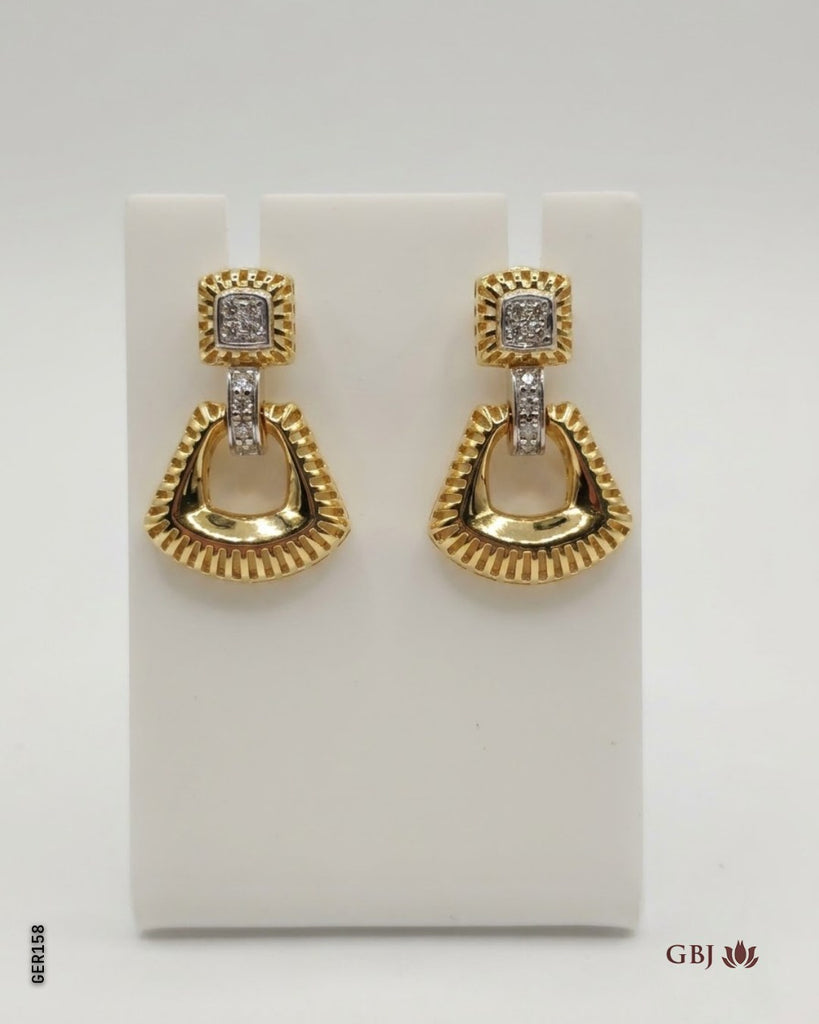 18K Yellow Gold Trapeze Swarovski Earrings