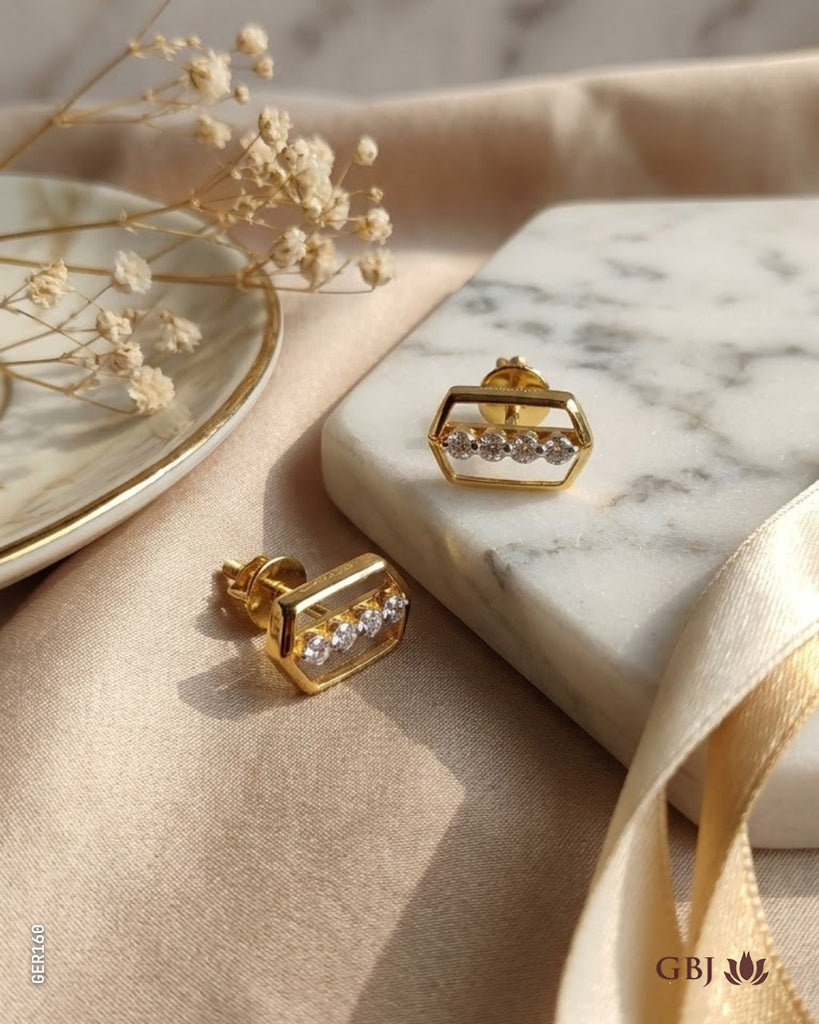 18K Yellow Gold Modern Statement Swarovski Tops