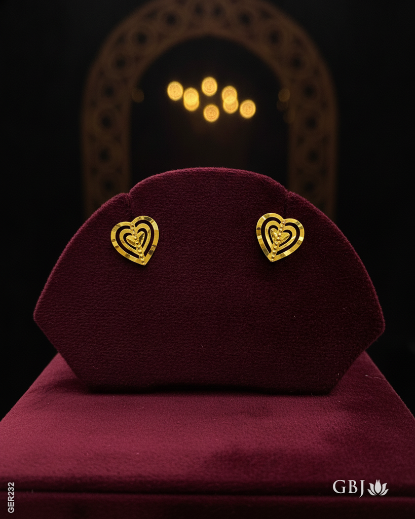 22K Yellow Gold Heart Stud Tops