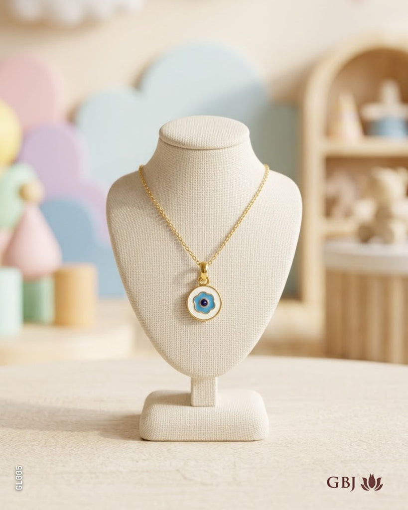22K Yellow Gold Flower Evil Eye Baby Locket