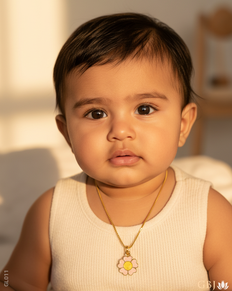 22K Yellow Gold Flower Blossom Baby Locket
