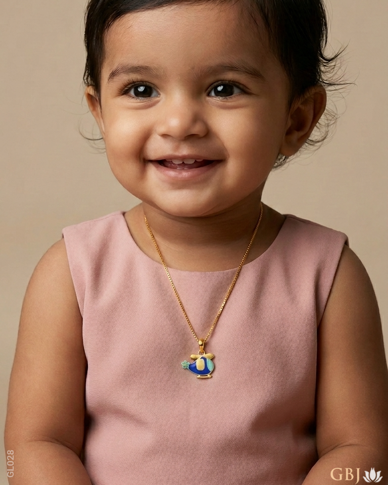 22K Yellow Gold Colorful Helicopter Locket
