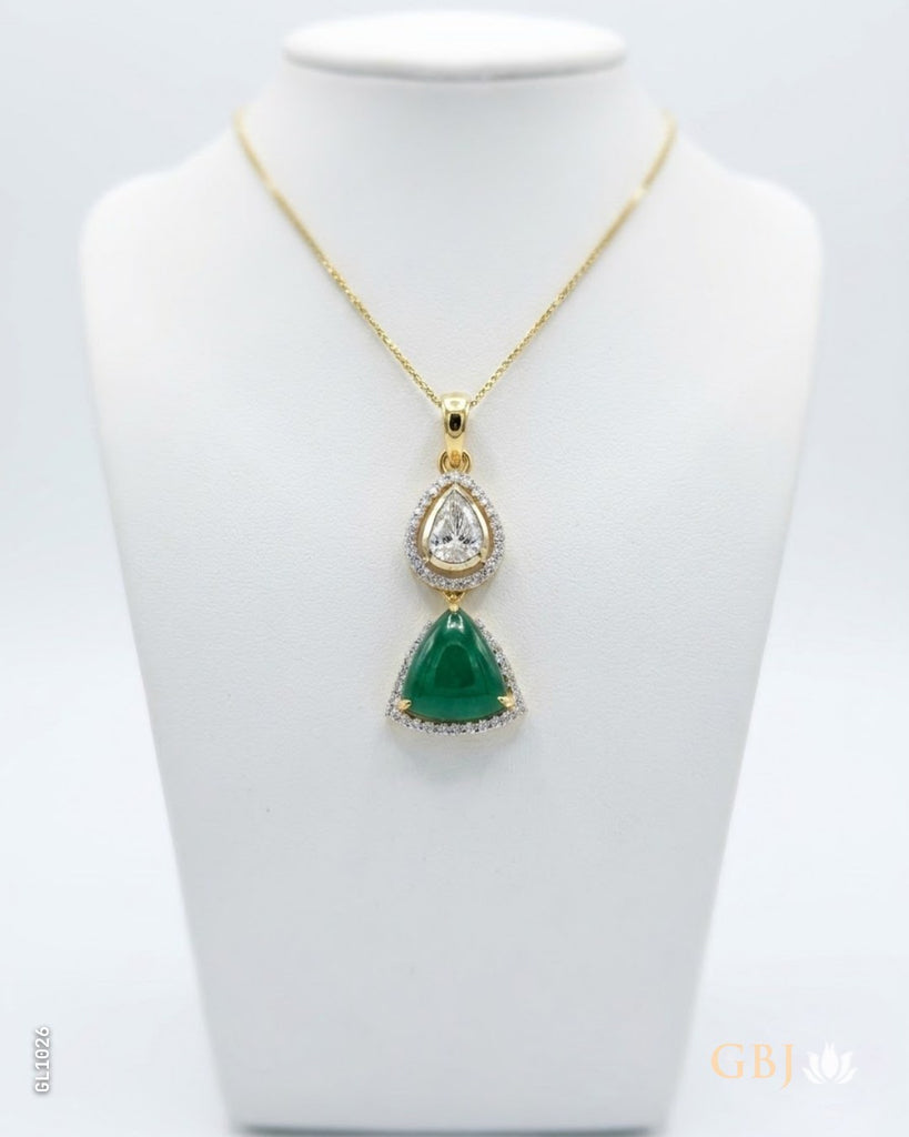 18K Yellow Gold Green Gemstone Swarovski Locket