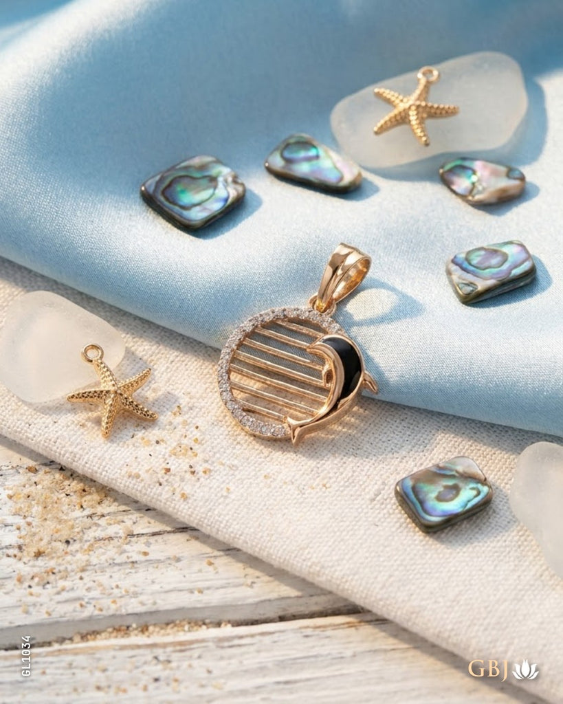 18K Rose Gold Dolphin Swarovski  Locket