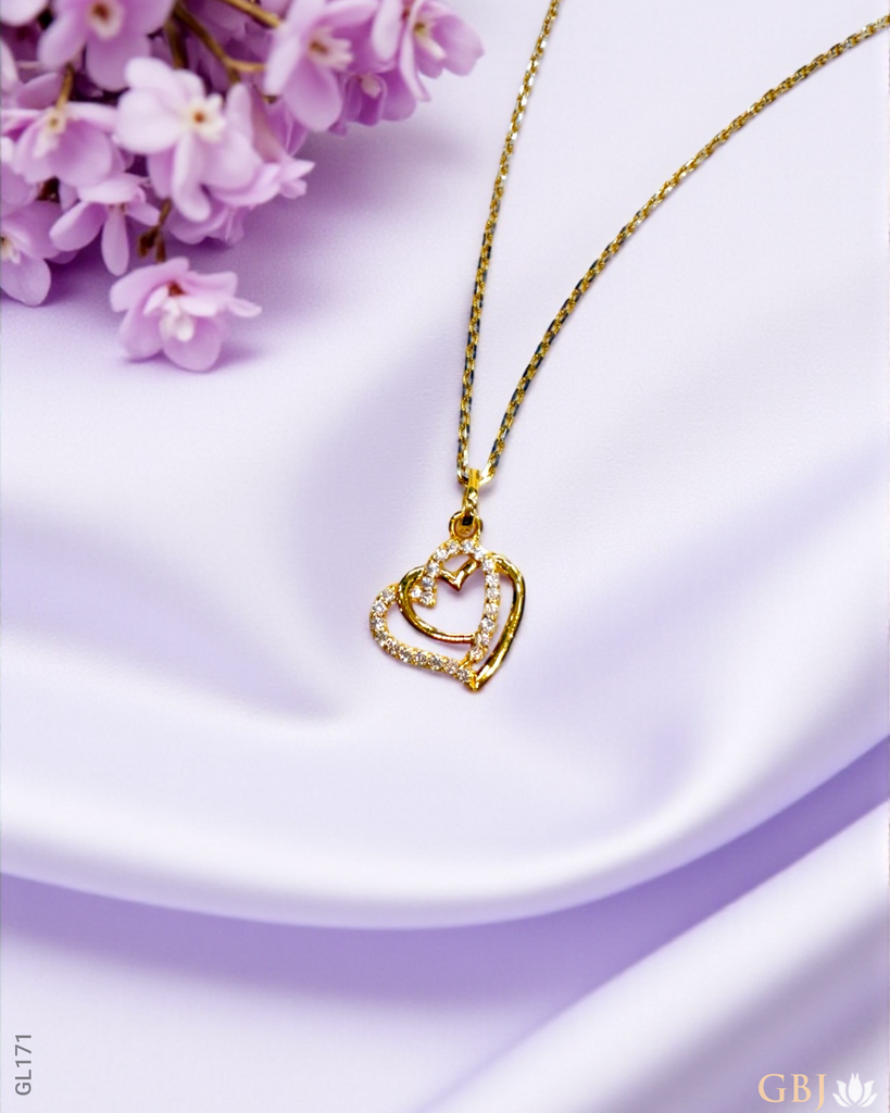 22K Yellow Gold Heart Swarovski Locket