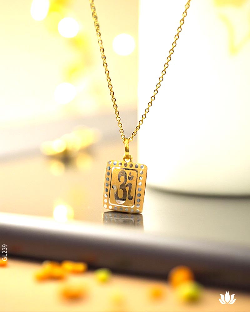 22K Yellow Gold  Hand-Painted Om Locket