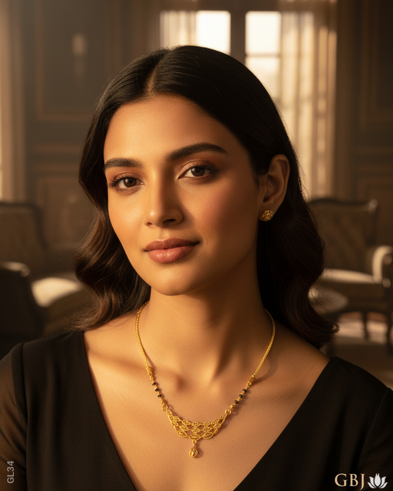 22K Yellow Gold Modern Mangalsutra Locket