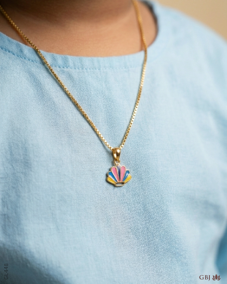 22K Yellow Gold Delicate Multi-Color Baby Locket