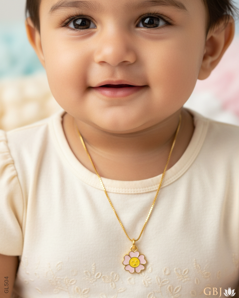 22K Yellow Gold Flower Baby Locket