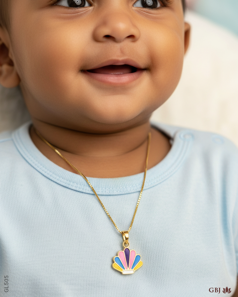 22K Yellow Gold Multi-Color Enamel Baby Locket