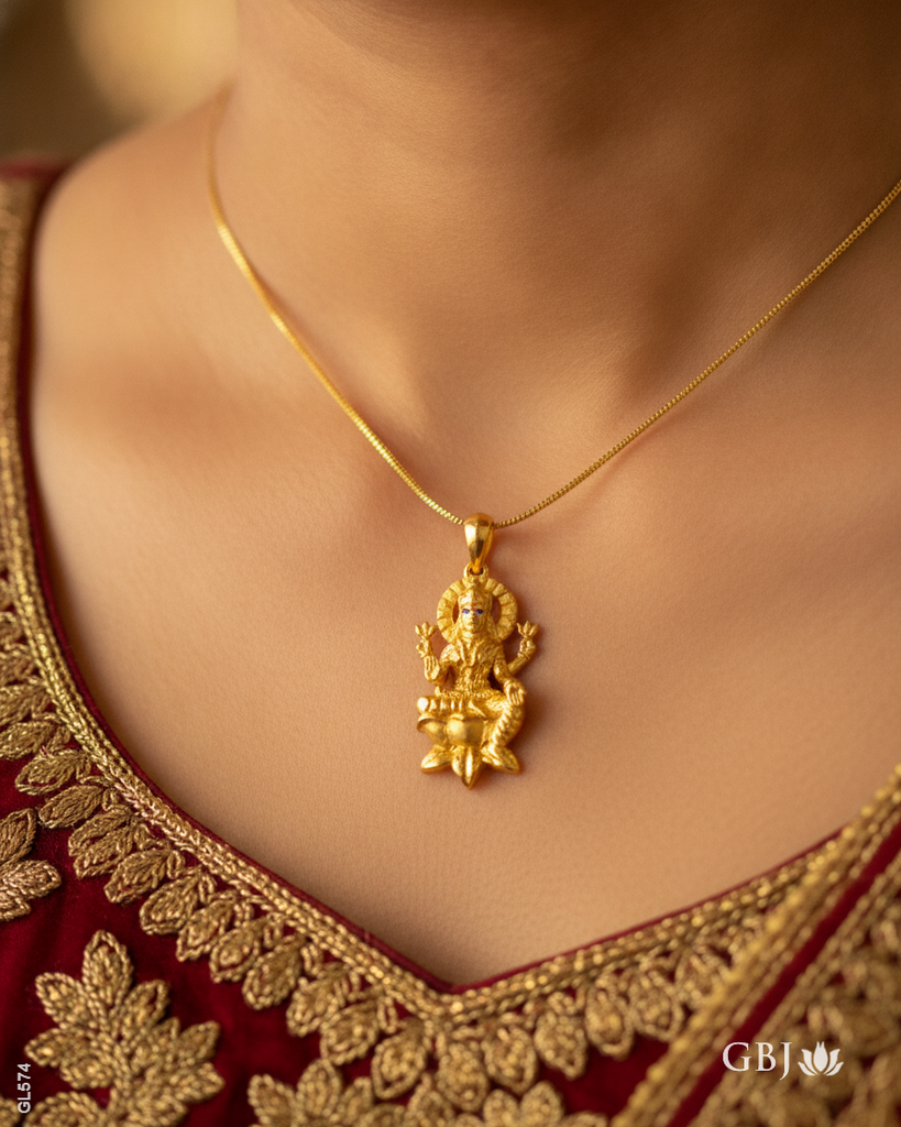 22K Yellow Gold Lakshmi on Lotus God Locket