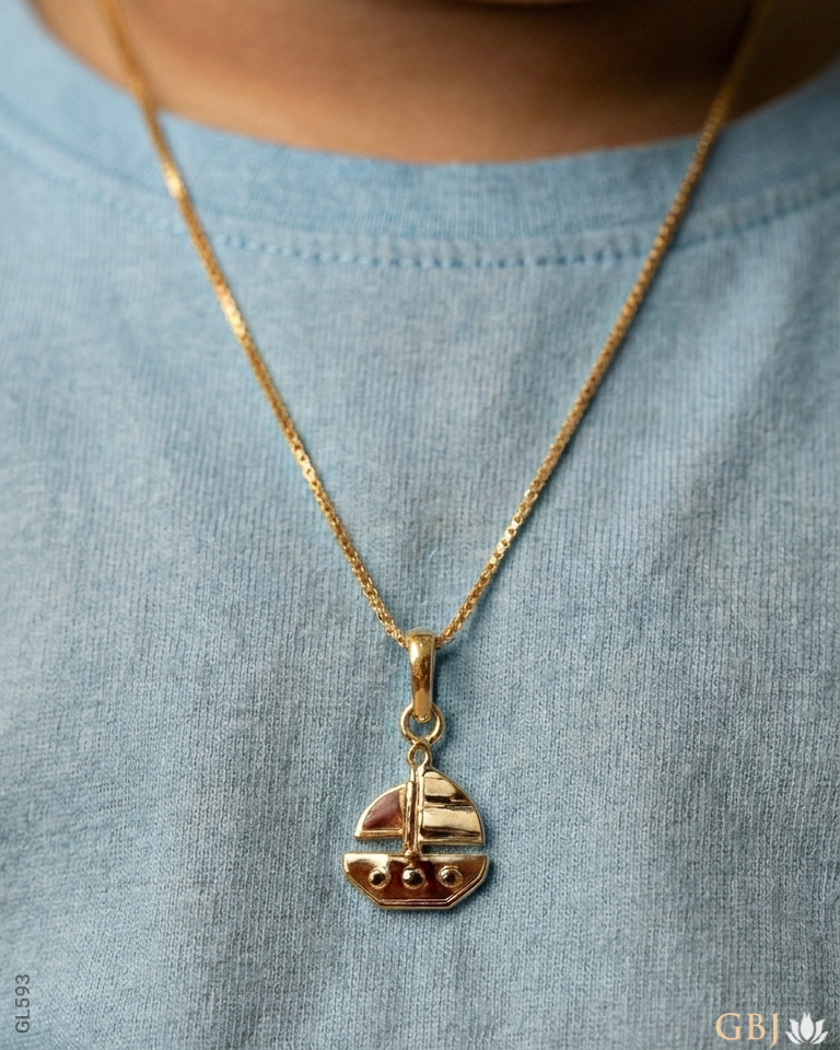 22K Yellow Gold Sailboat Baby Locket