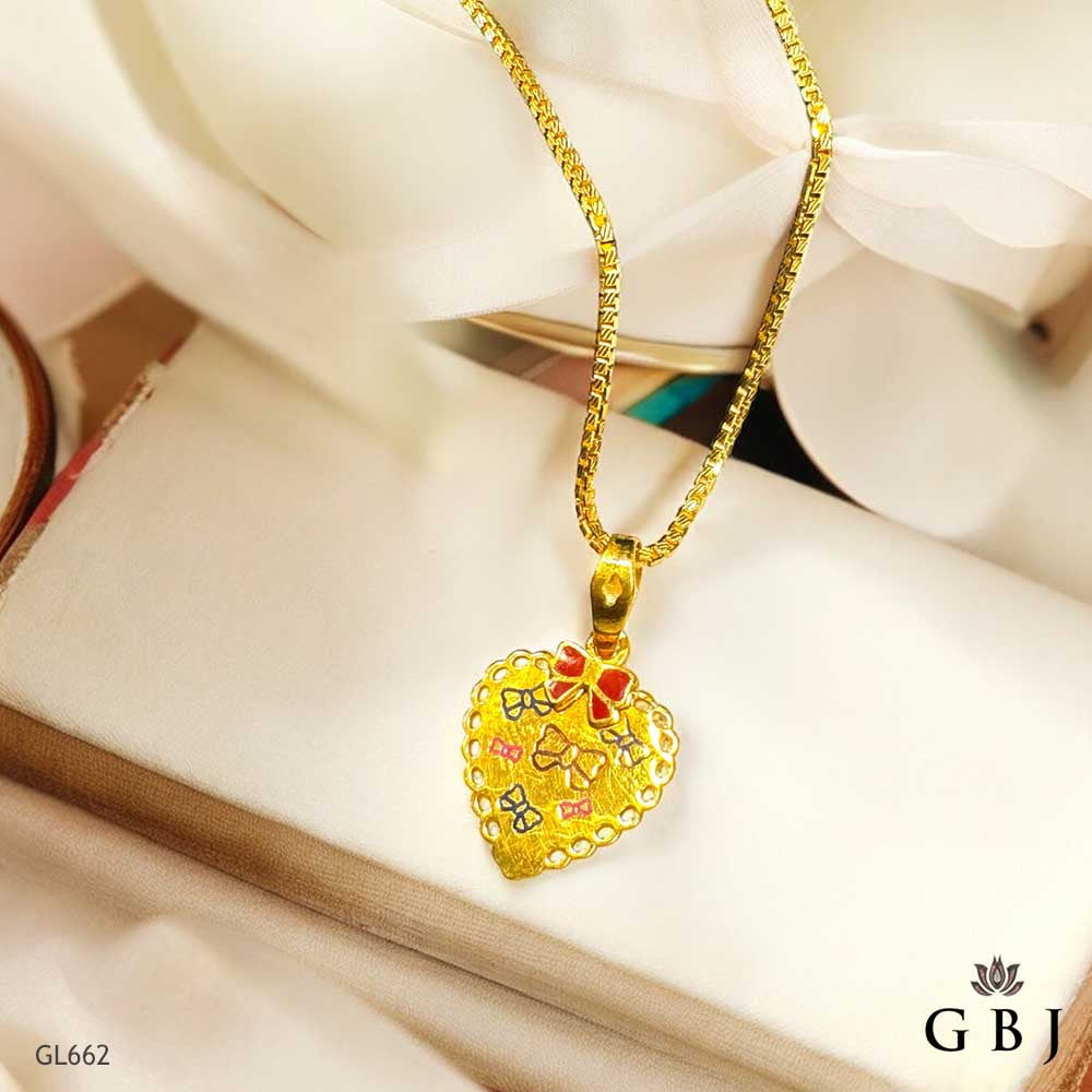 22K Real Gold Heart Bow Locket