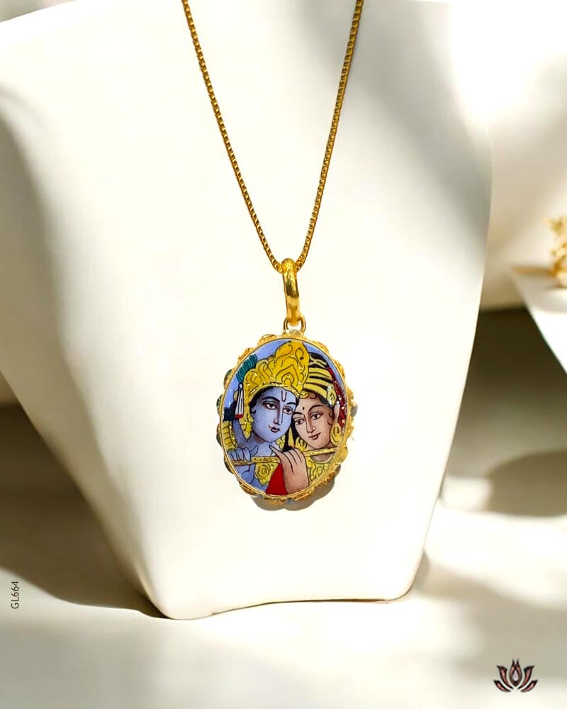 22K Real Gold Enamel Radha Krishnan Locket