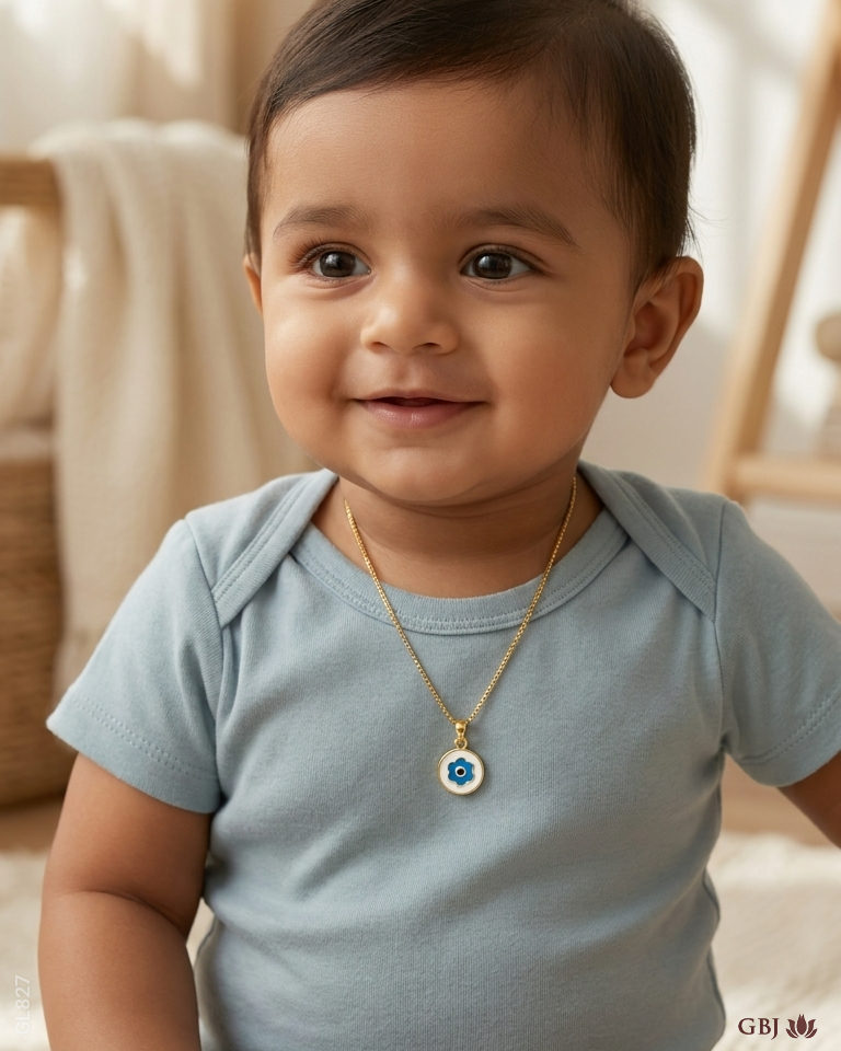 22K Yellow Gold Evil Eye Baby Locket