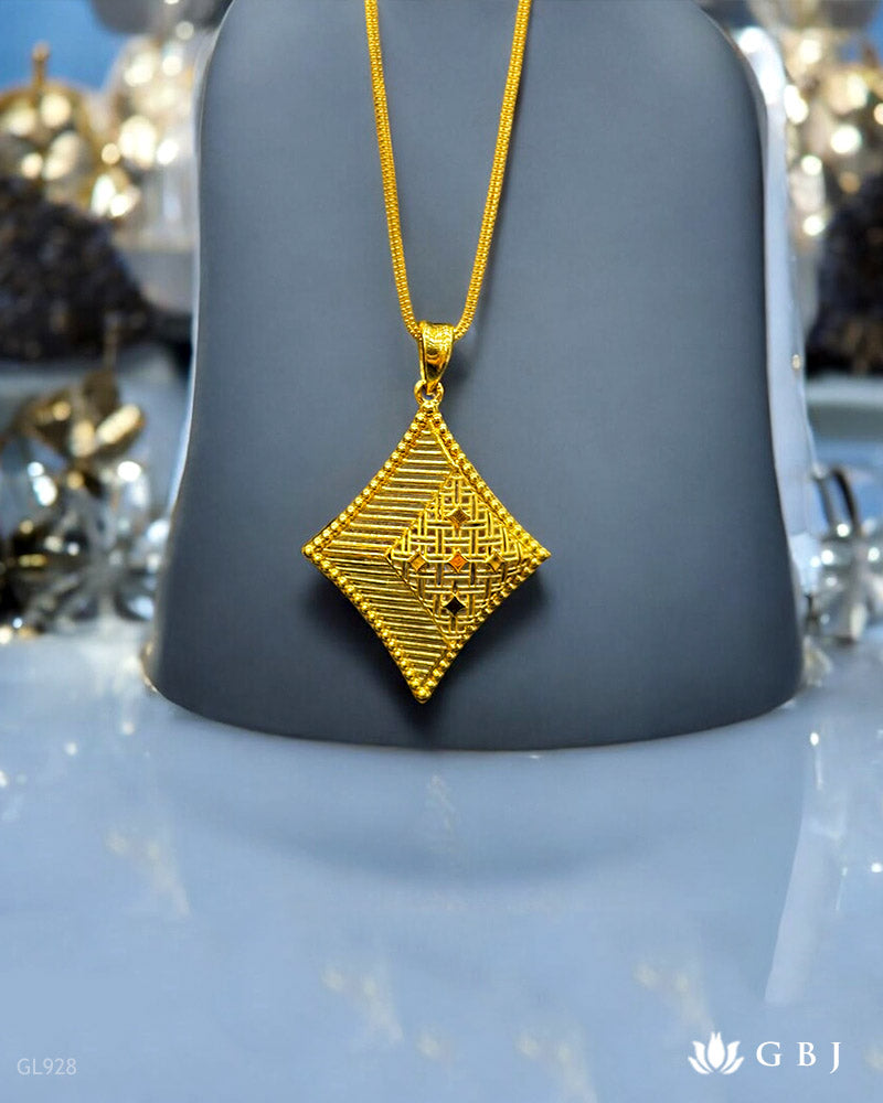 22K Real Yellow Gold Geometric Locket