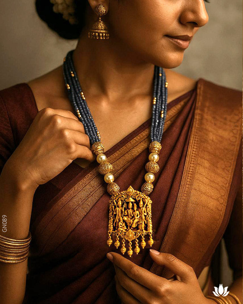 22K Real Antique Gold Ram Sita Pendant