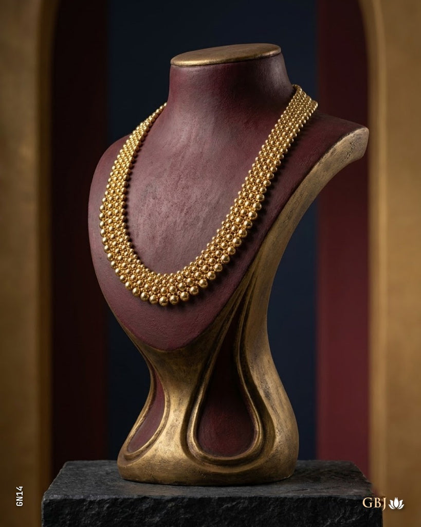 22K Yellow Gold Exquisite Multi-Strand Golden Bead Necklace