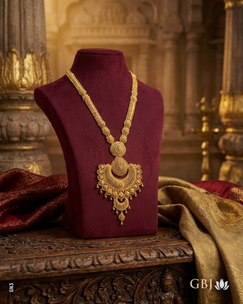 22K Yellow Gold Traditional Royal Chandbali Necklace