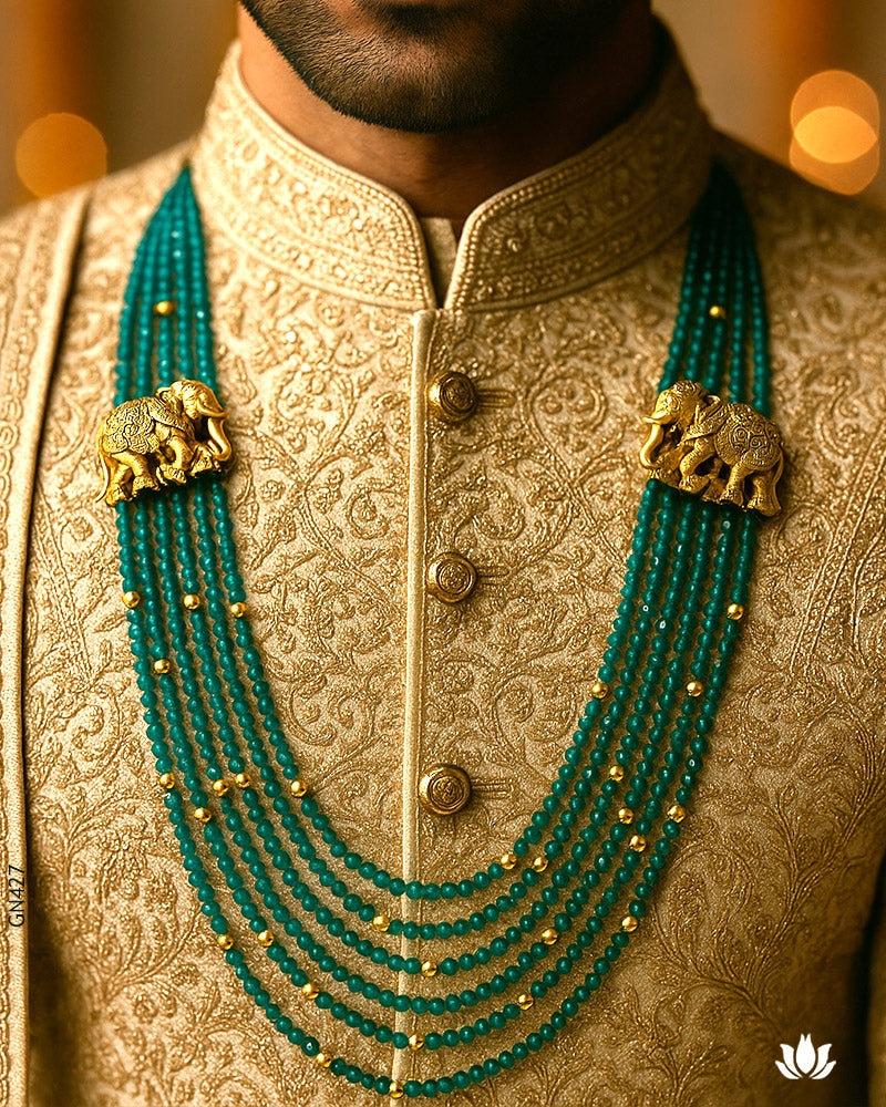 22K Real Antique Gold Rajwada Elephant Necklace