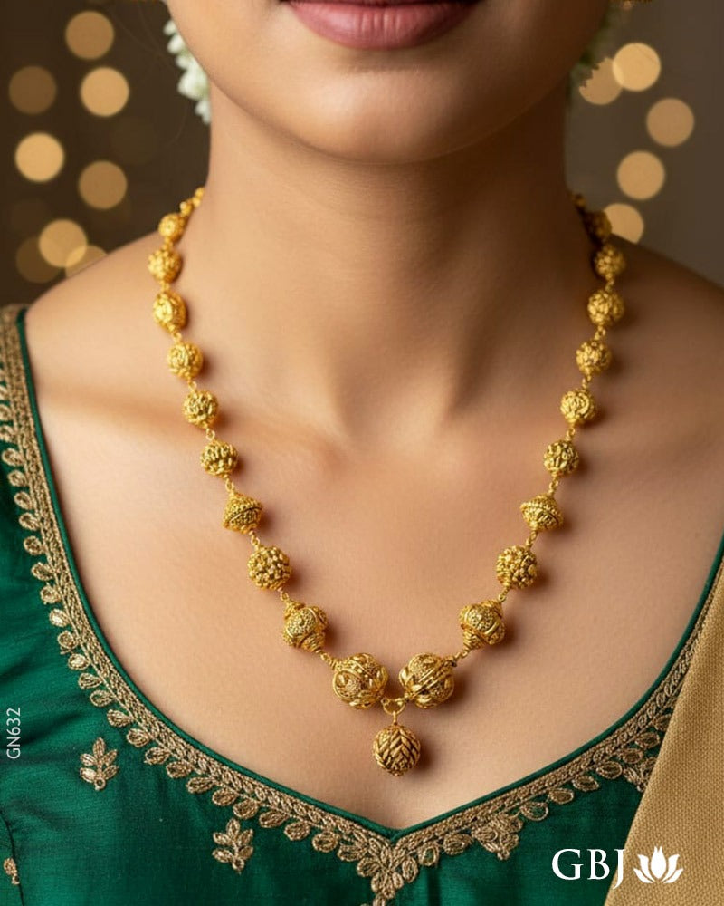 22K Antique Gold Filigree Mala Chain