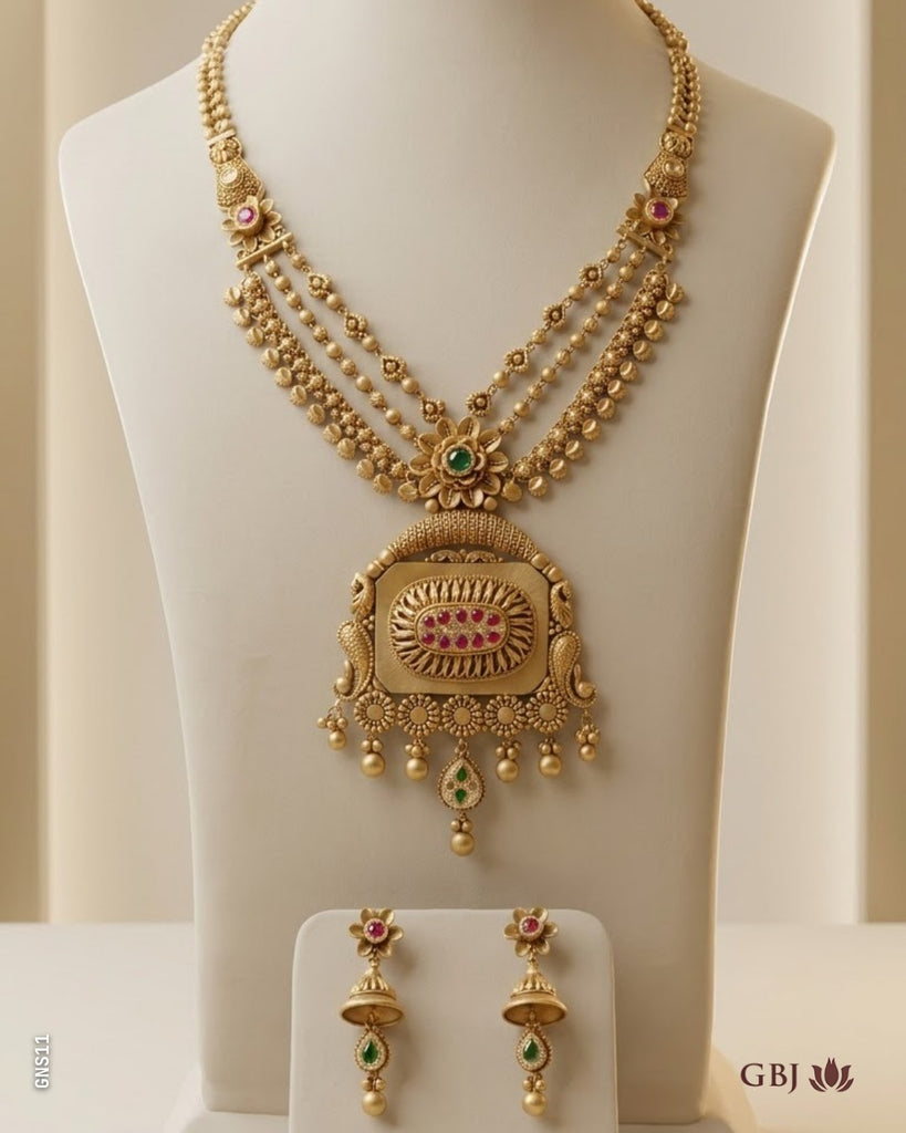 22K Antique Gold Multi-Strand Necklace Set