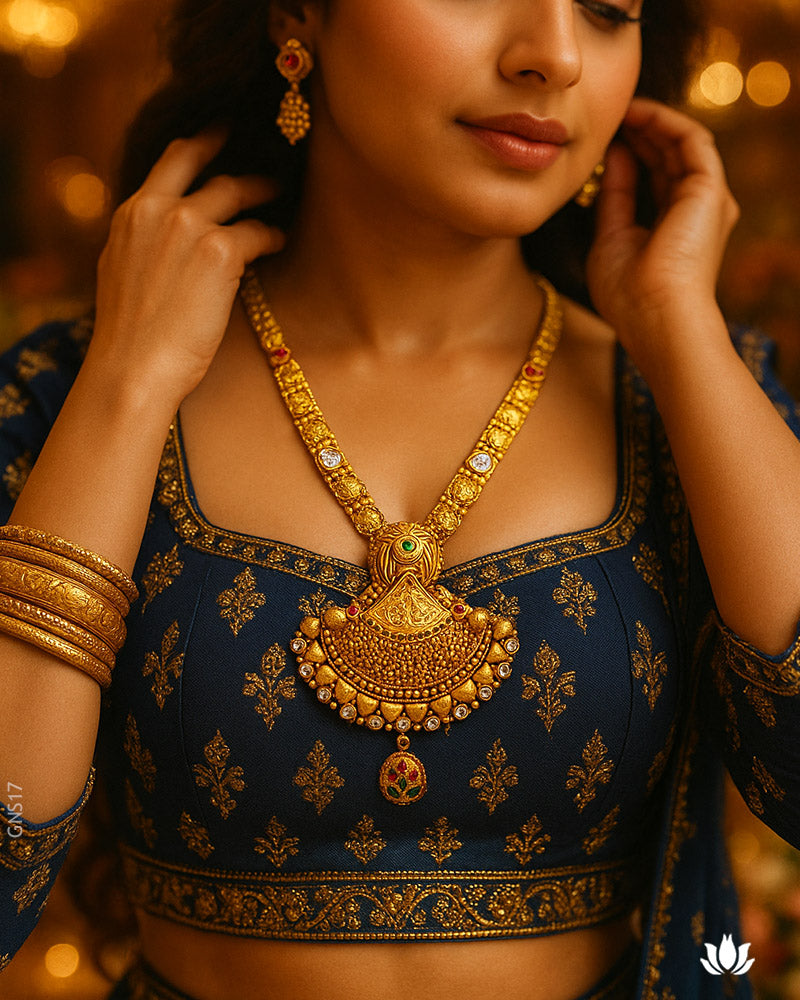 22K Real Antique Gold Traditional Necklace