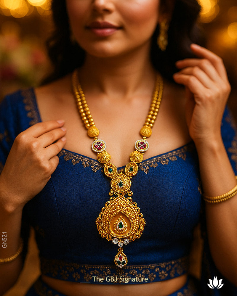 22K Real Antique Gold Handcrafted Necklace