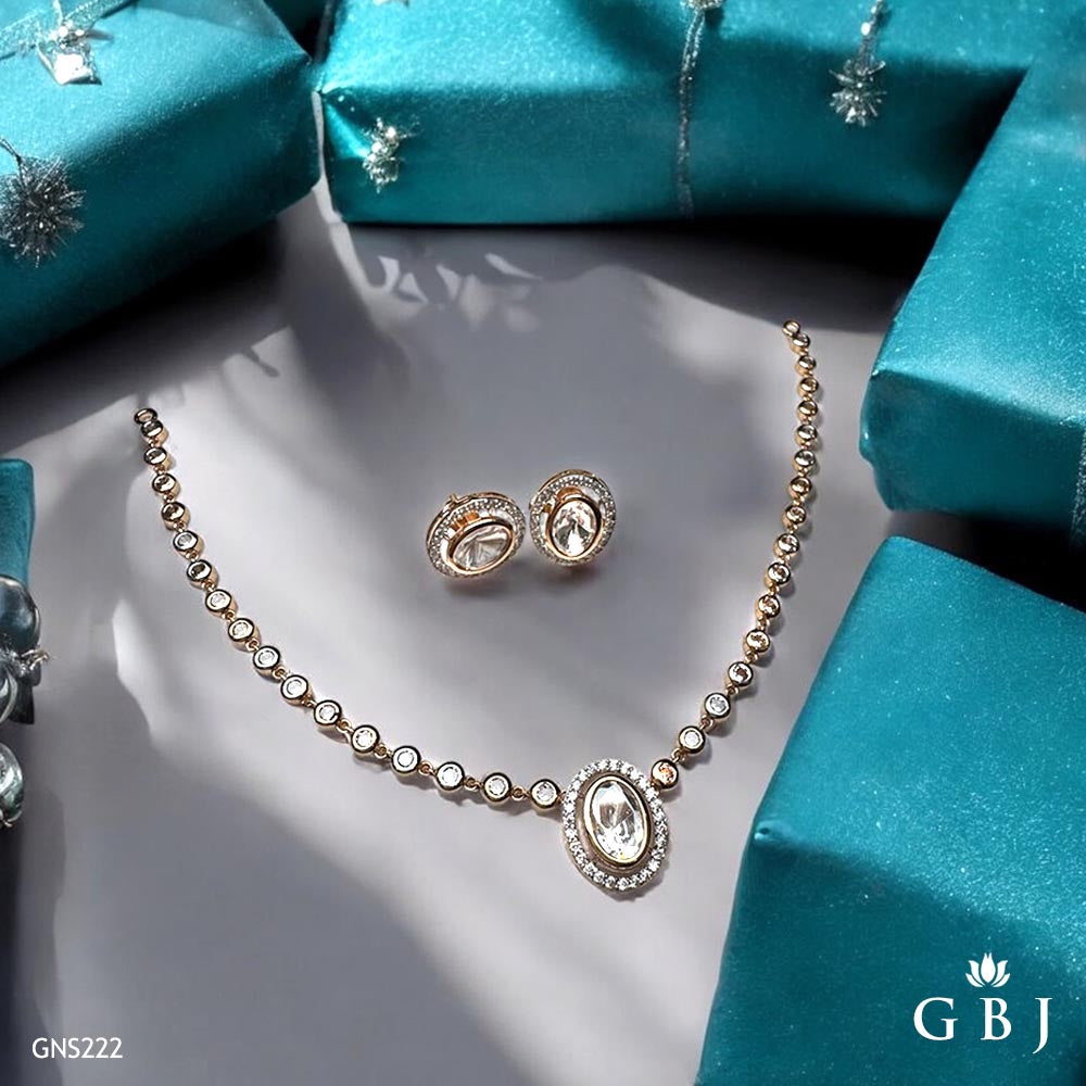 18K Real Rose Gold Elegant Necklace Set