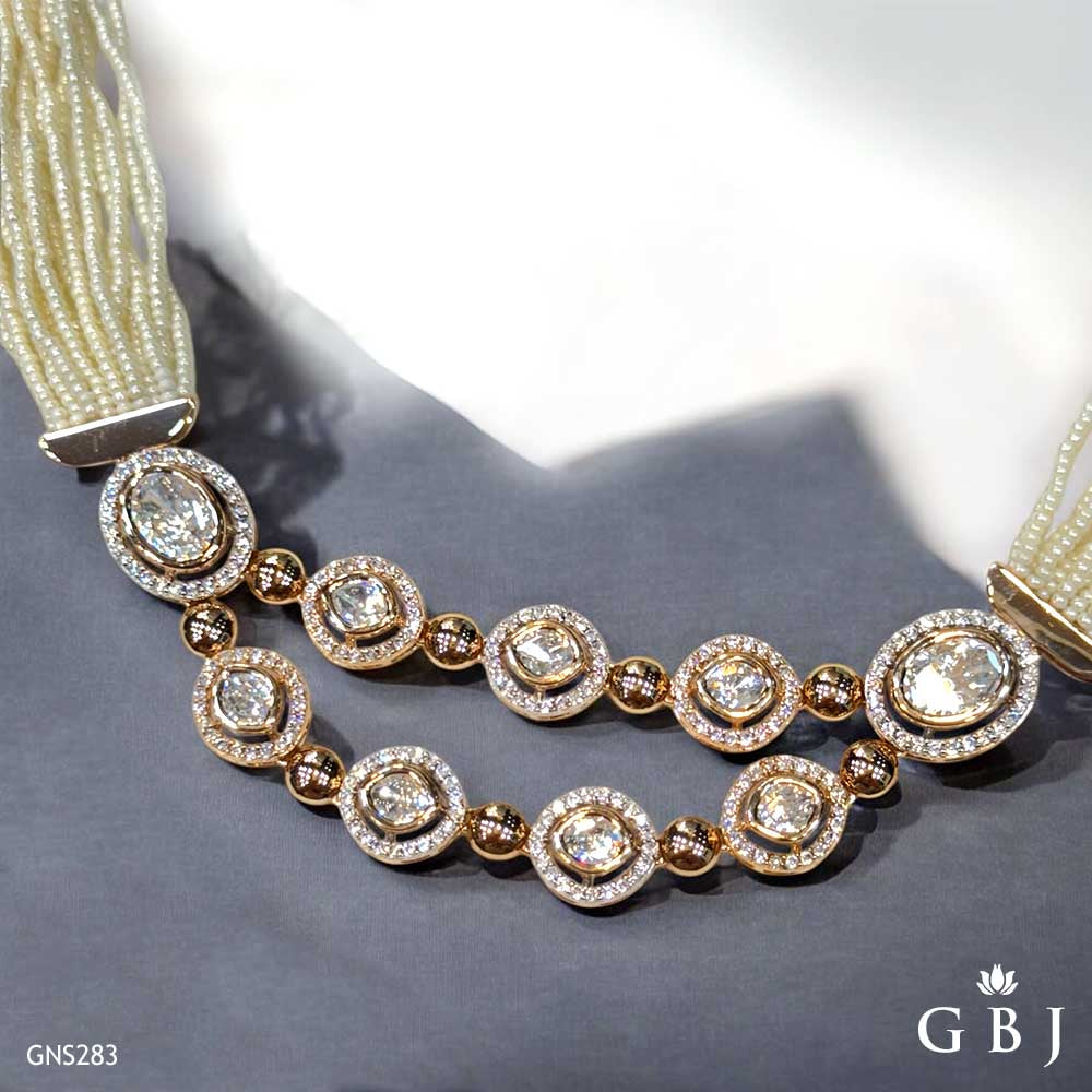 18K Real Gold Polki Necklace