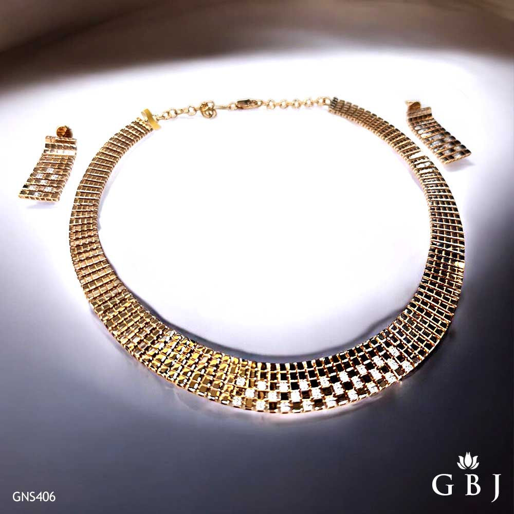18K Real Rose Gold luxury Necklace Set