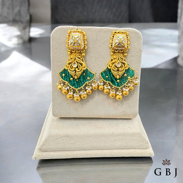 22K Real Antique Gold Emerald Necklace