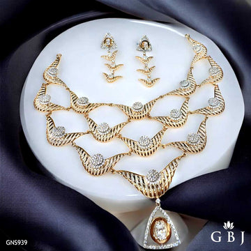 18K Real Rose Gold unique Necklace Set